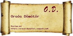 Orsós Dömötör névjegykártya